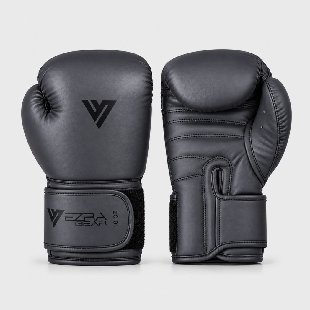 VEZRA Classic Kickboxing Gloves – Full Black (PU)